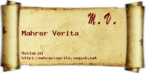 Mahrer Verita névjegykártya